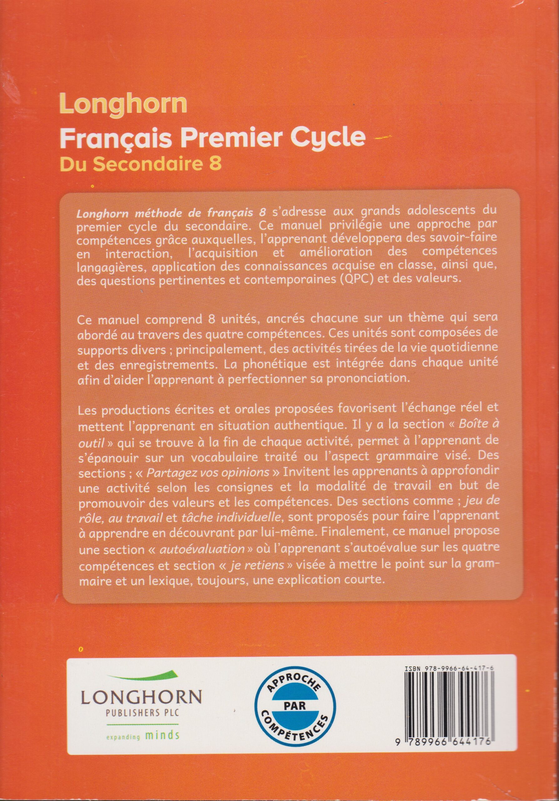 longhorn francais premier cycle du secondaire grade 8 (approved)