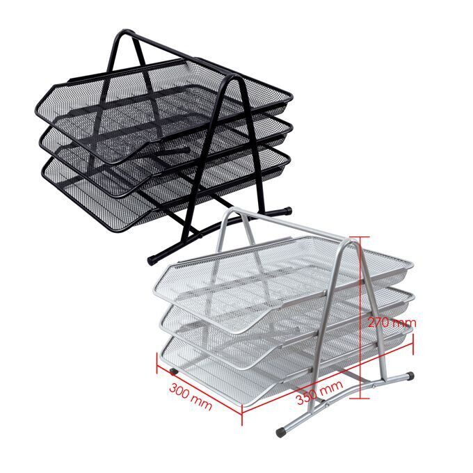 office tray 3 tier metallic