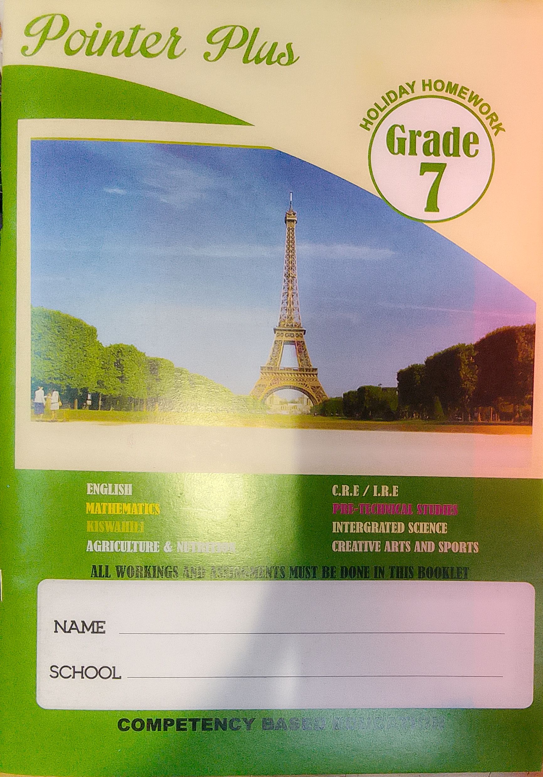 pointer holiday h/w grade 7