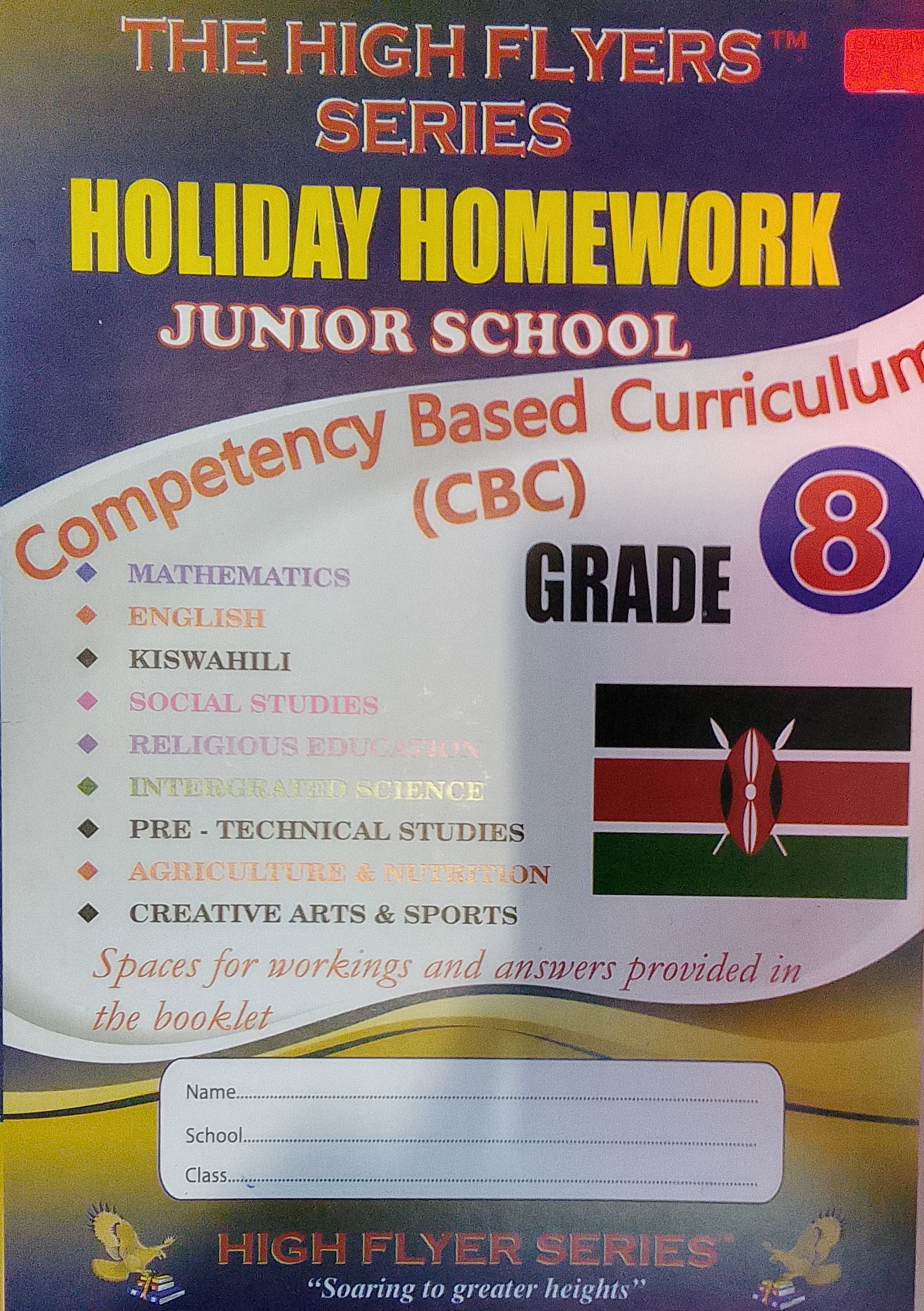 high flyer cbc holiday h/w grade 8